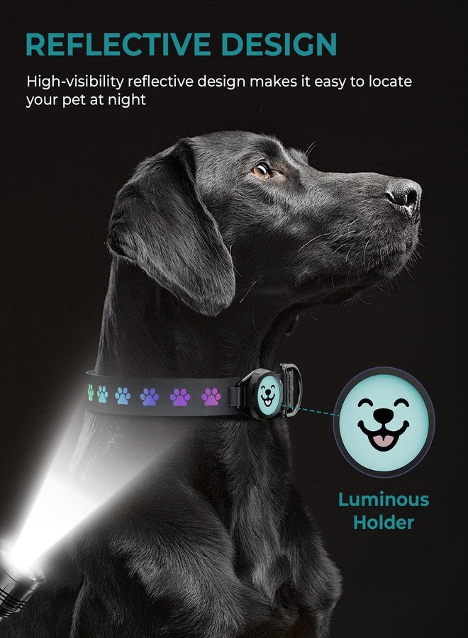 typecase Dog Collar with Airtag Holder, IP67 Waterproof Reflective AirTag Dog Collars for Medium & Large Dogs, Adjustable Pet Collar with Twist-Lock Holder & Green Glow for Night (XL, 18.1"-27.95", Black) - Image 3